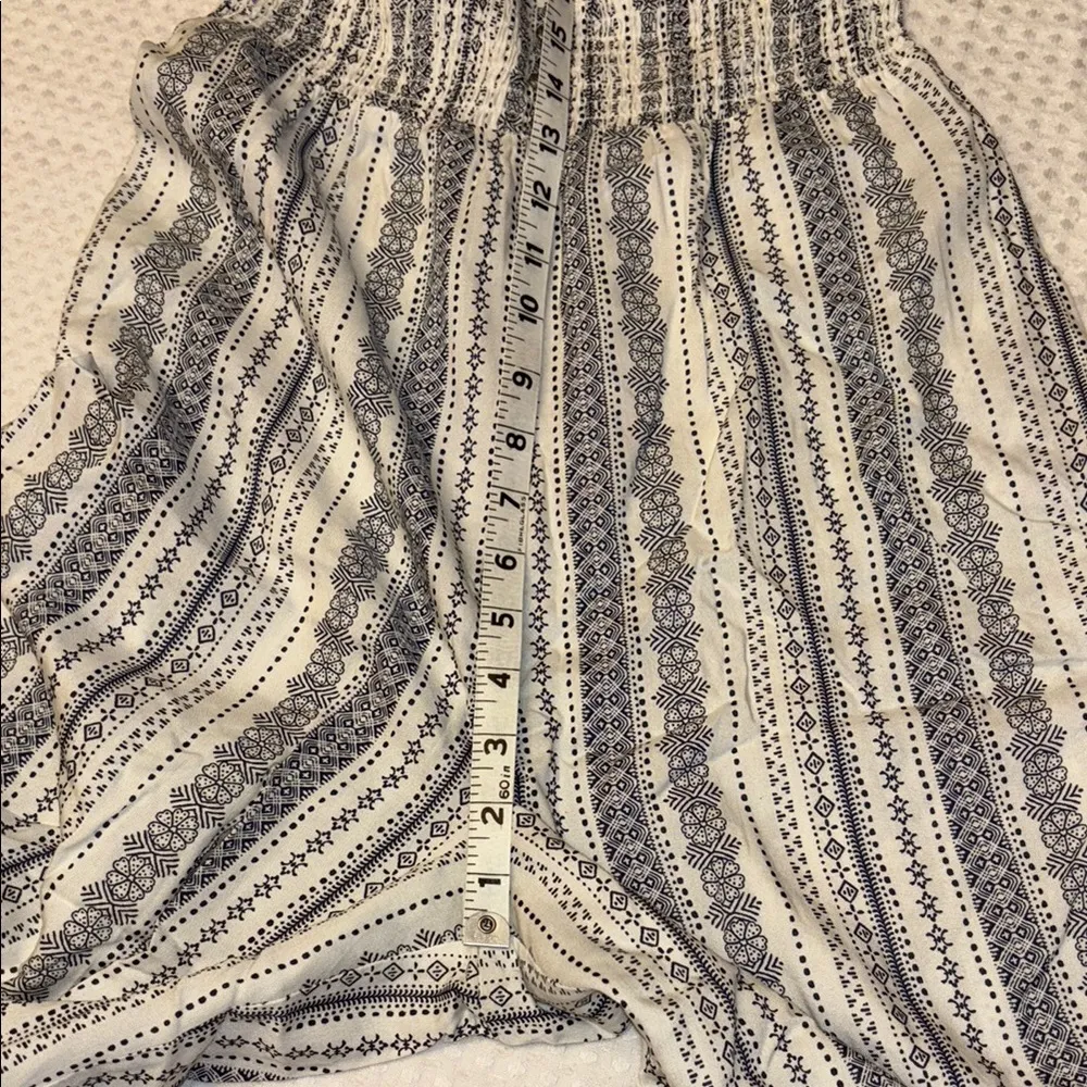 NEW! JAPNA Boho Blue Gray Ivory White Floral Striped Jumpsuit Empire Waist - Image 15