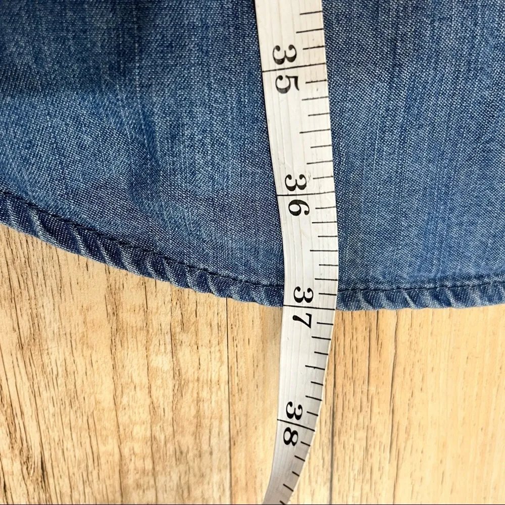 Ethereal boutique Lace Up Frill Neck Chambray denim Dress sz small - Image 8