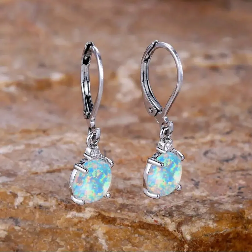 💥Last pair Oval Colorful Opal Decor Hoop Earrings - Image 2