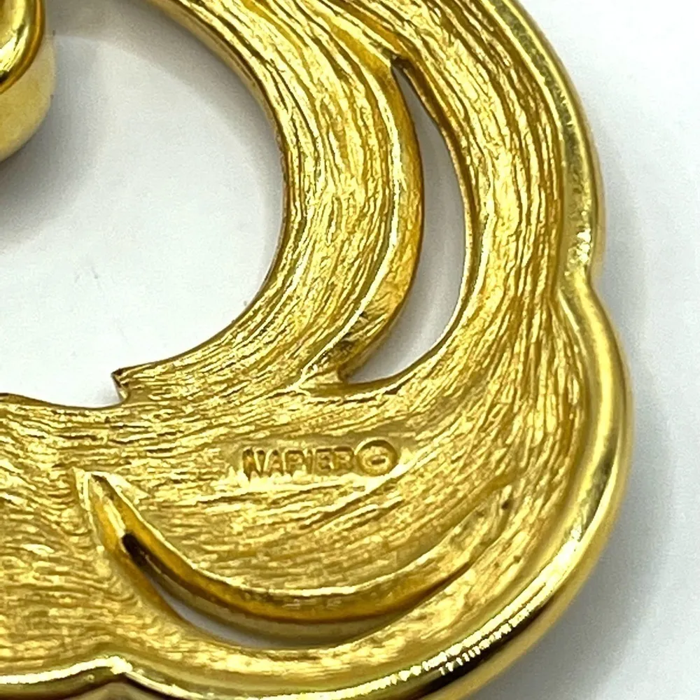 Vintage Napier earrings Pierced Gold Tone & Beige cream enamel earrings! - Image 6