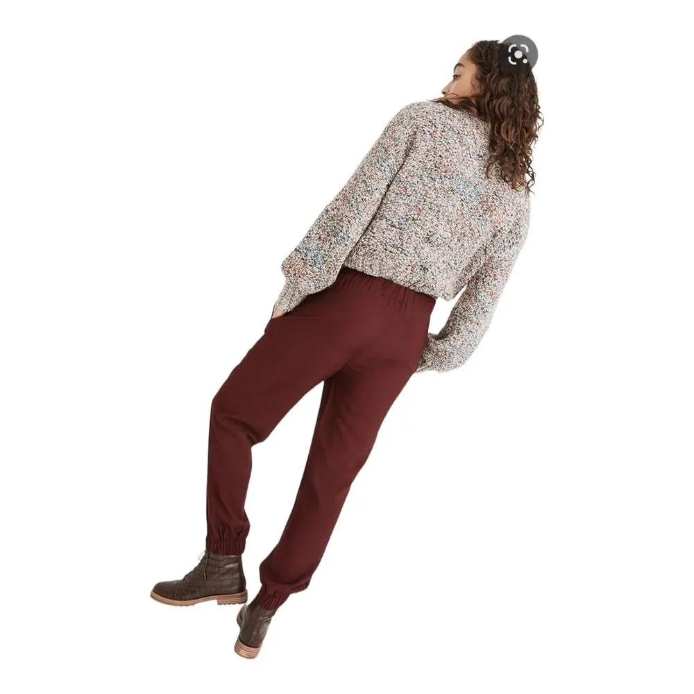 Madewell Drapey Seamed Track Trousers in Merlot Size Large MB287 - Image 2