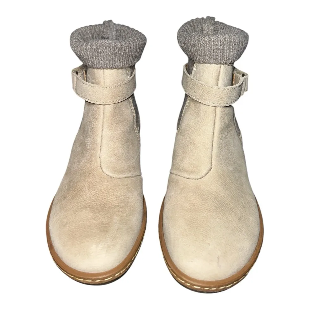 El Naturalista women's Coral N5318 Beige Ankle Boots W/ Knit Cuff size EU 38 Tan - Image 4