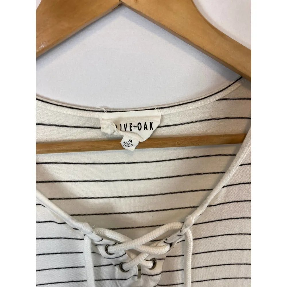 Olive & Oak Striped Lace Up Top Size Medium - Image 3