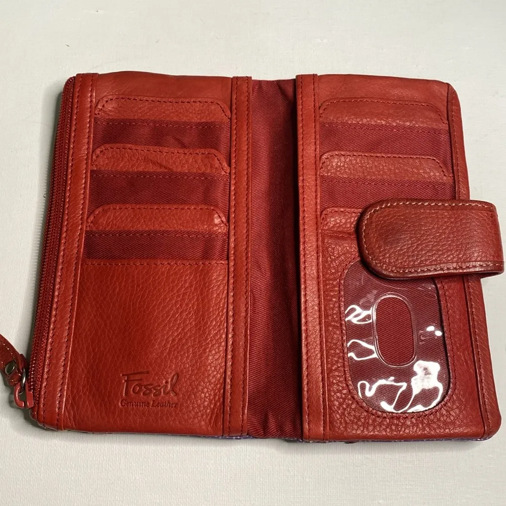 Fossil multi colored leather wallet with heart & flowers - Image 4