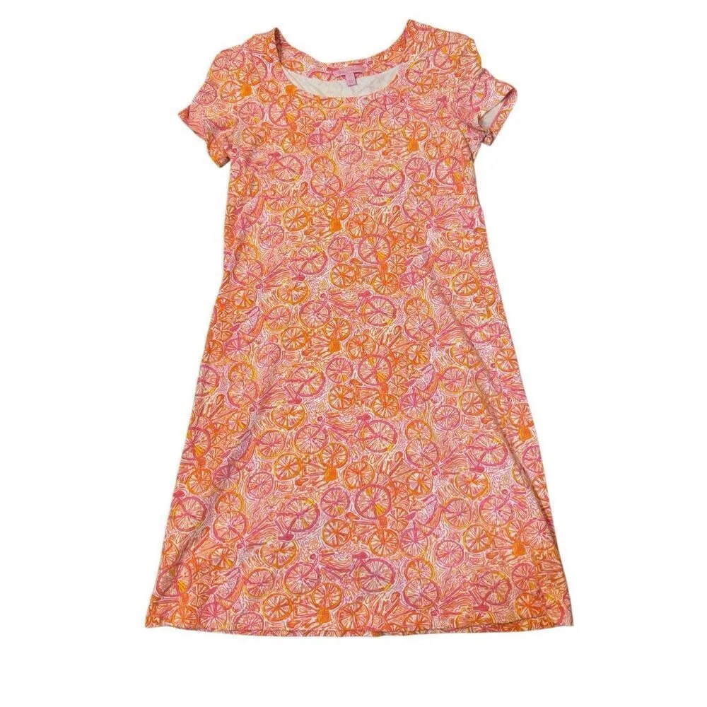 Lilly Pulitzer Kelsea Dress in Ten Speed Bicycle Print Sz XS Orange Pink - Image 8