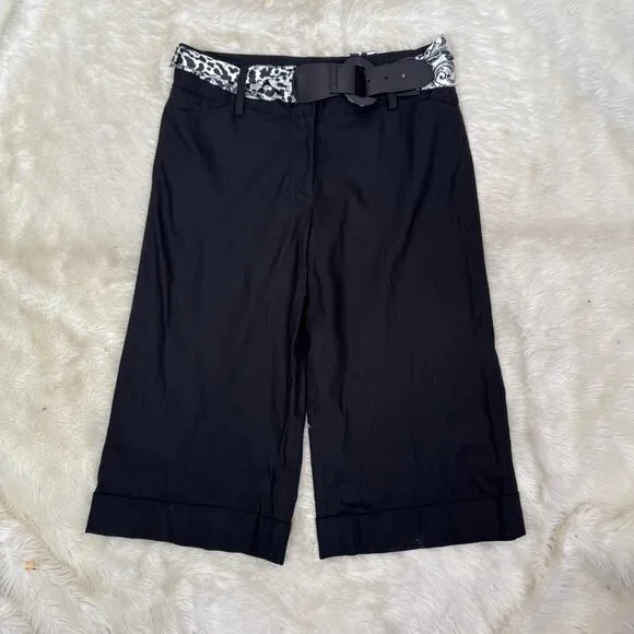 White House Black Market Legacy Black Wide Cuff Crop Rev Belt Pants 10‎ NWT - Image 2