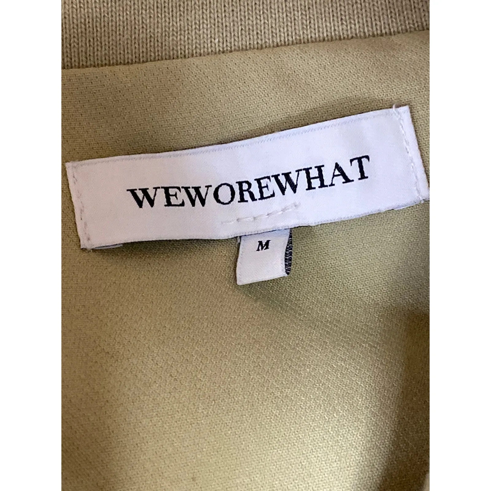 WeWoreWhat Khaki Tan Twill Collared Long Sleeve Full Zip Bomber Coat Jacket Sz M - Image 3