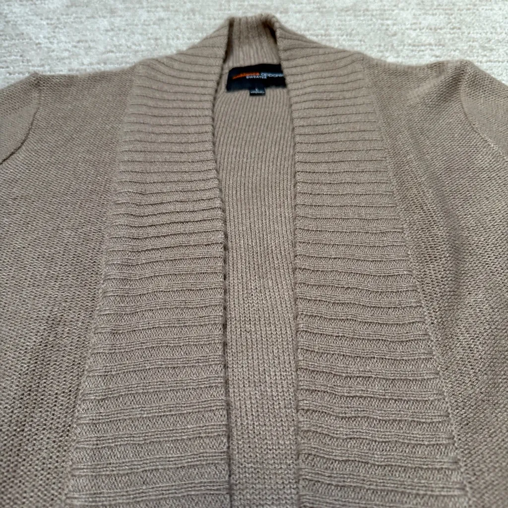 Ambiance Apparel Flowy Brown Cardigan Sweater Tan Size L - Image 4