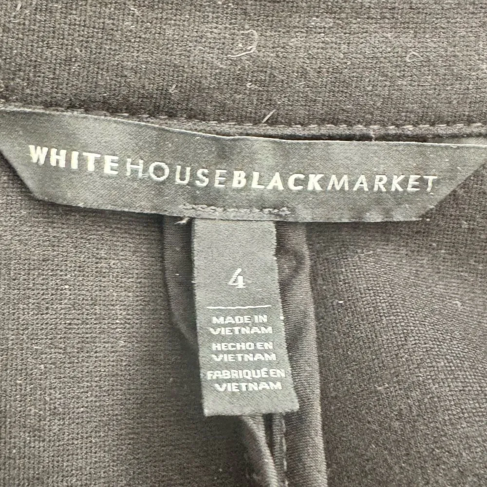 White House Black Market Size 4 Black One Button Military style Jacket Blazer - Image 4