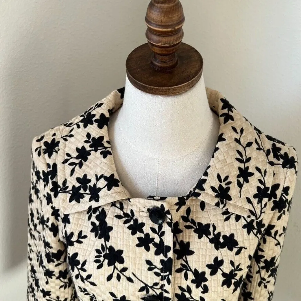 MaxMara Silk Blend Jacket Blazer Made‎ in Italy Women’s Size 8 Quilted Tan Black - Image 3