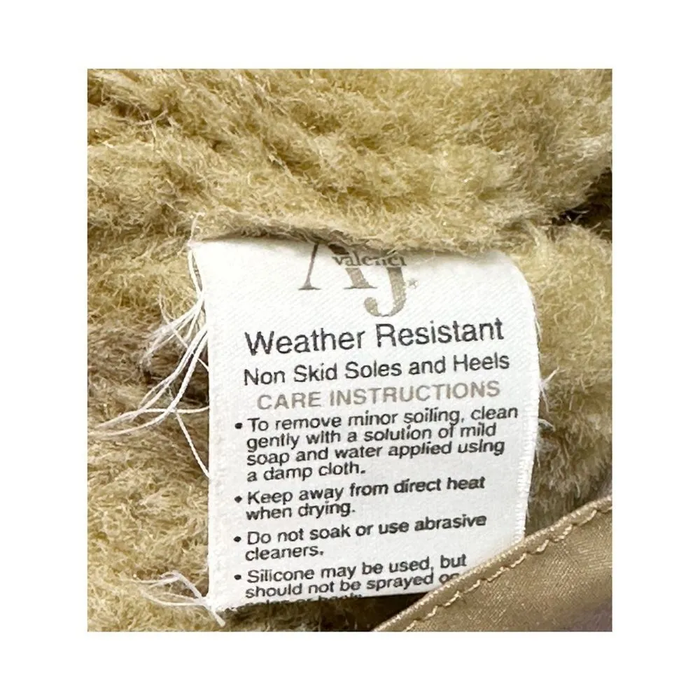 AJ Valenci Icicle Round Toe Mid Calf High Faux Fur Collar Zip Winter Boots Tan 7 - Image 3