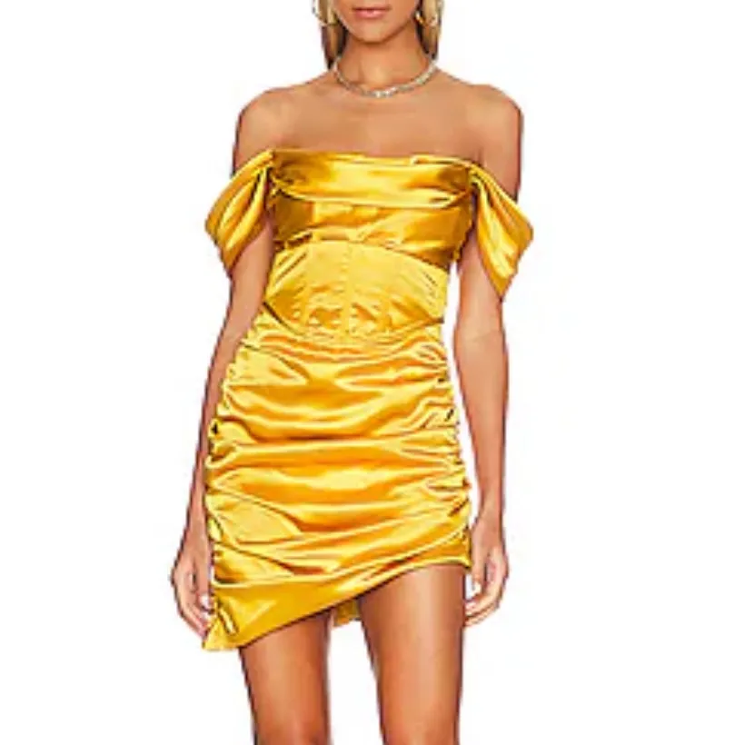 For Love and Lemons Drew Bustier Draped Mini Dress in Golden Yellow Size Med - Image 10