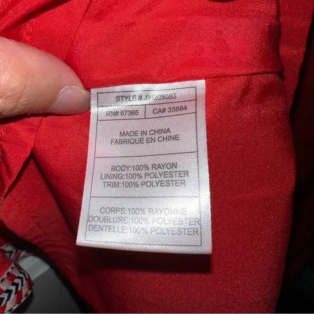 Jack by BB Dakota Klea Embroidered Surplice Dress Fire red size small - Image 2