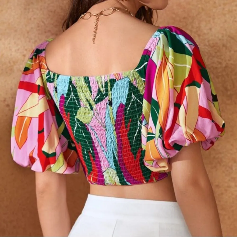 Woman’s See The Shade Boho Off the Shoulder Crop Top Size Medium Pink - Image 9