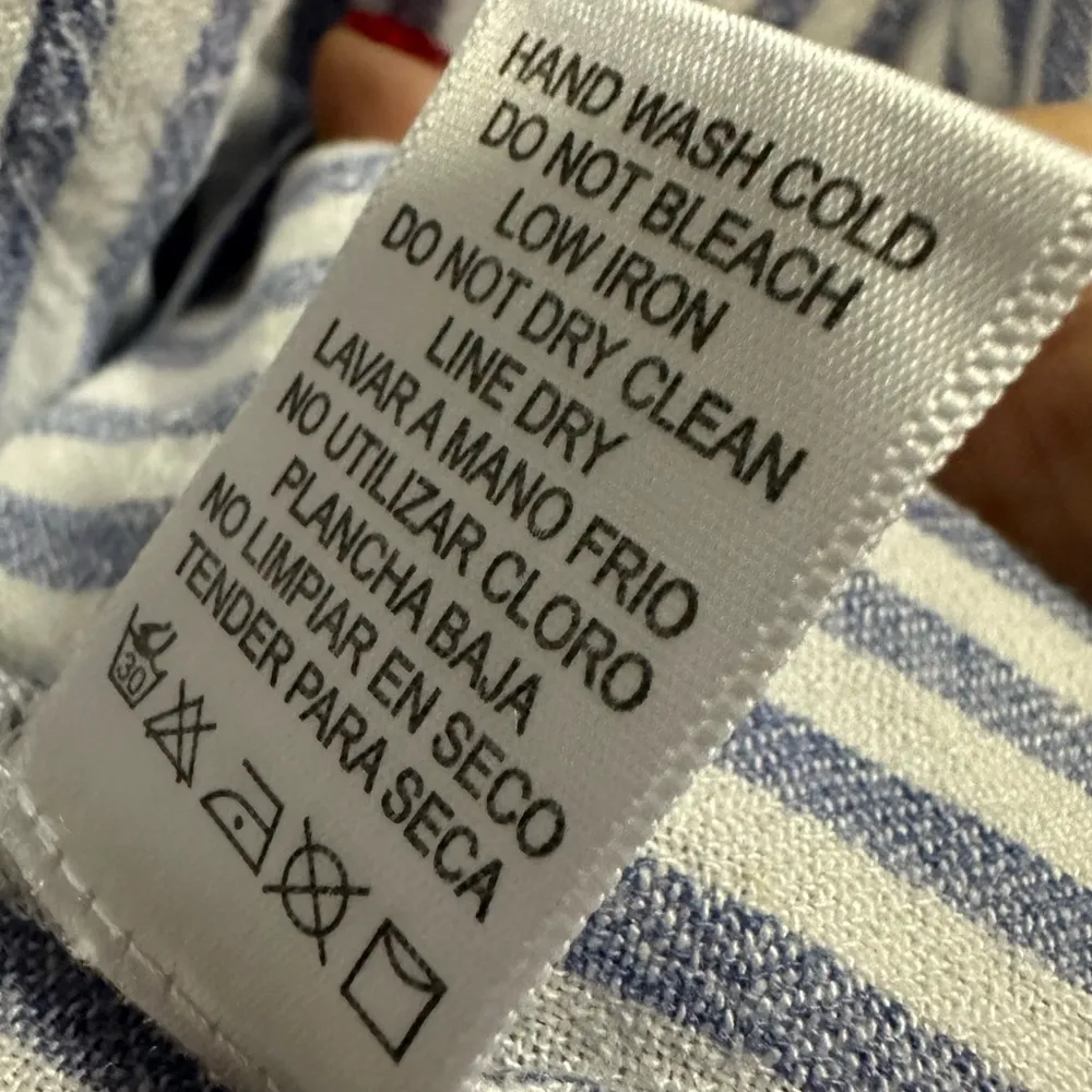 Be Cool Classic Button Down Long Sleeve Pocket Shirt Blue White Striped Medium - Image 11