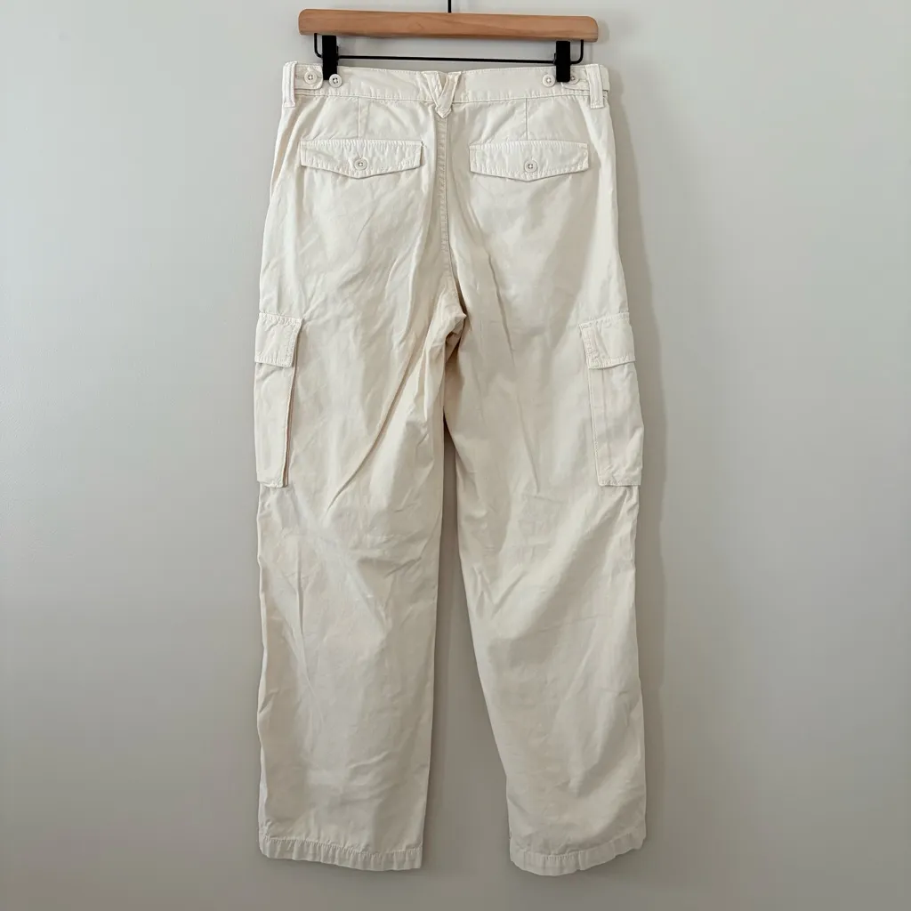 Madewell Garment-Dyed Low-Slung Straight Cargo Pants Cream Vintage Linen 26 - Image 6