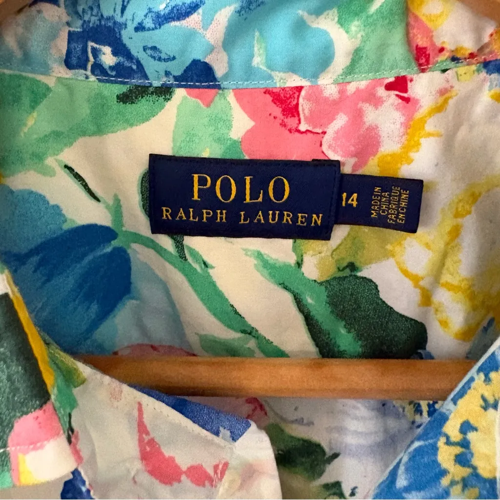 Polo Ralph Lauren Tailored Floral Button Up Cotton Shirt. Size 14. - Image 2