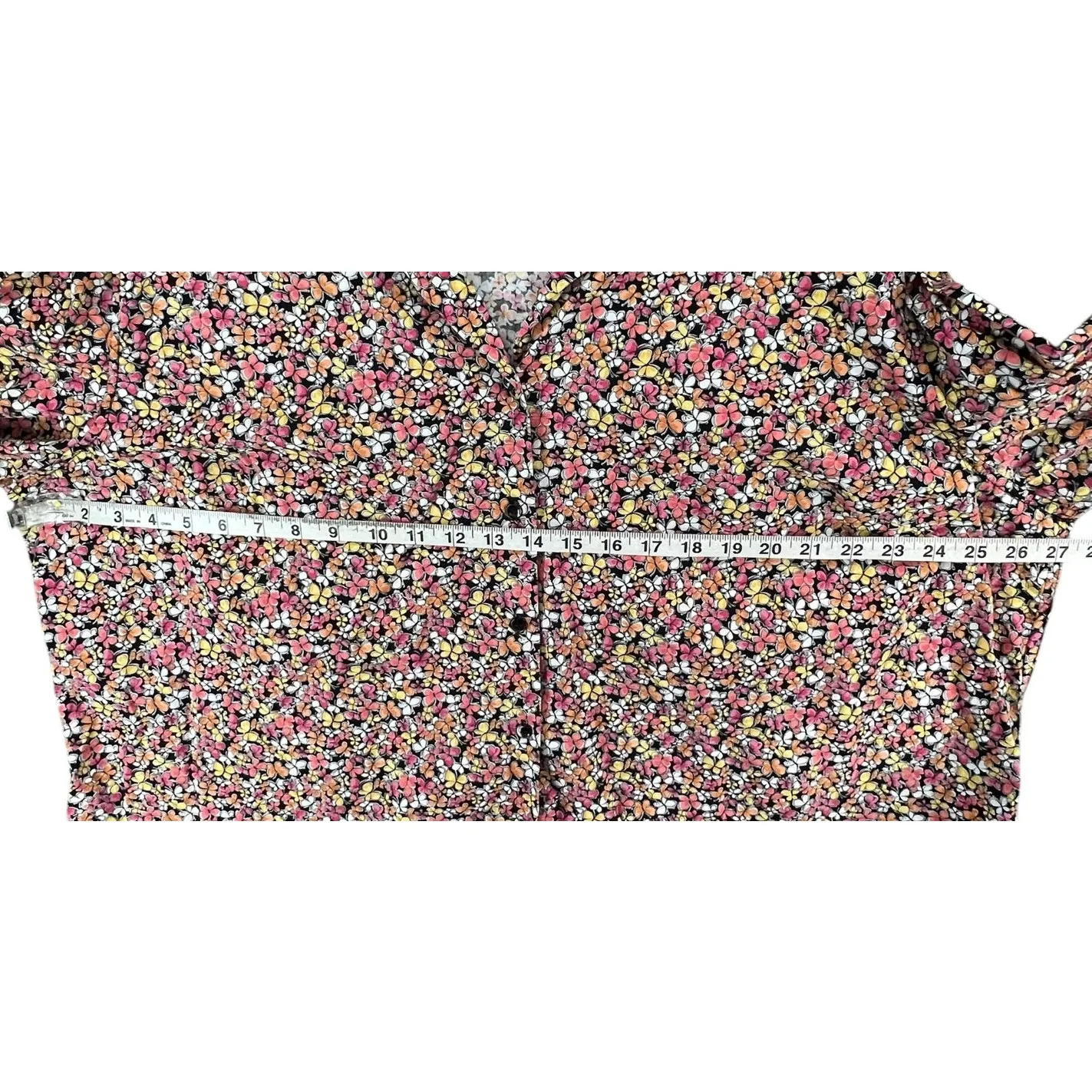 Talbots Shirt Womens 3XL Multi Butterflies Button Stretch 3/4 Sleeve Top Blouse - Image 6