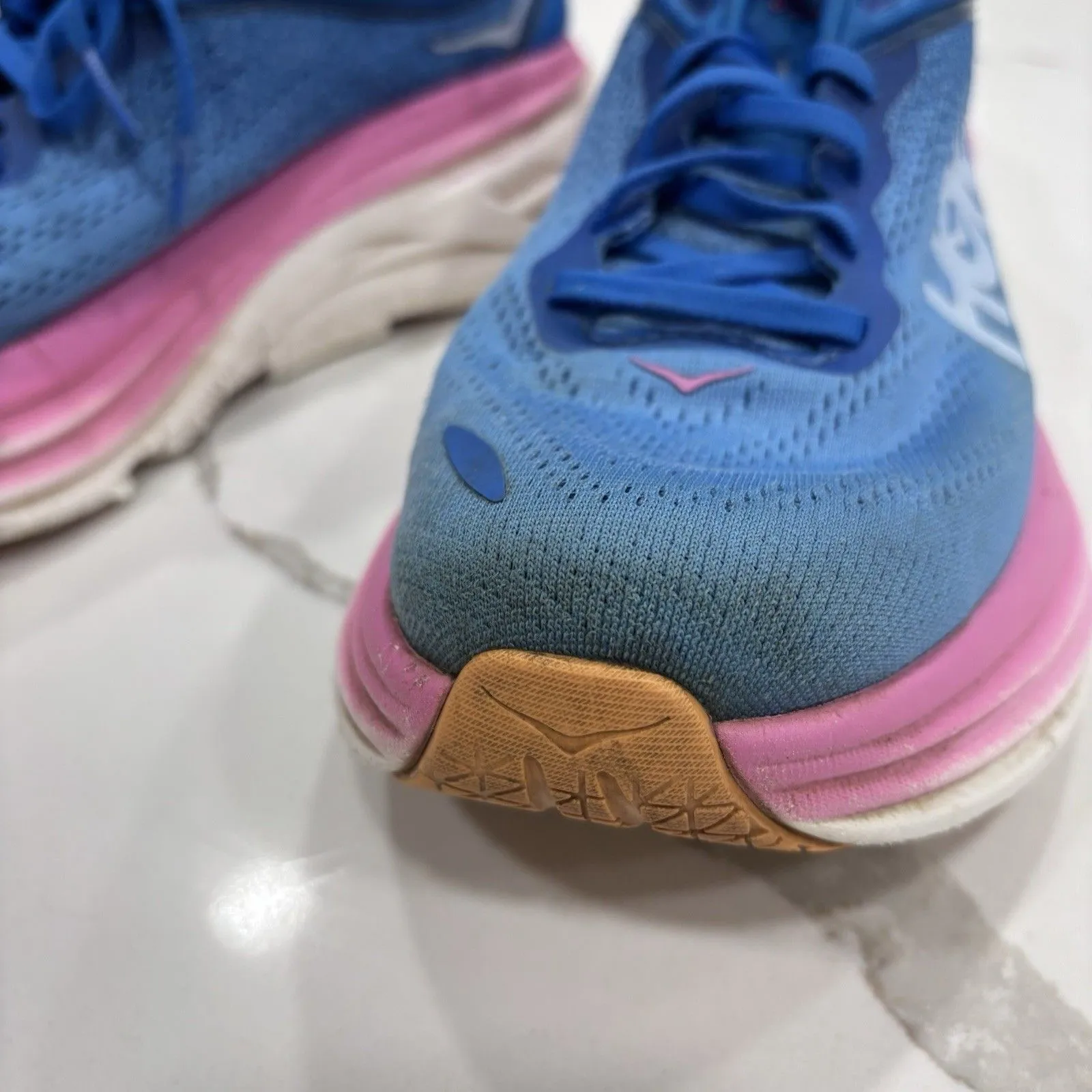 Hoka Bondi 8 Shoes Womens Size 10 Blue Pink Running Athletic Cushioned Sneakers - Image 4