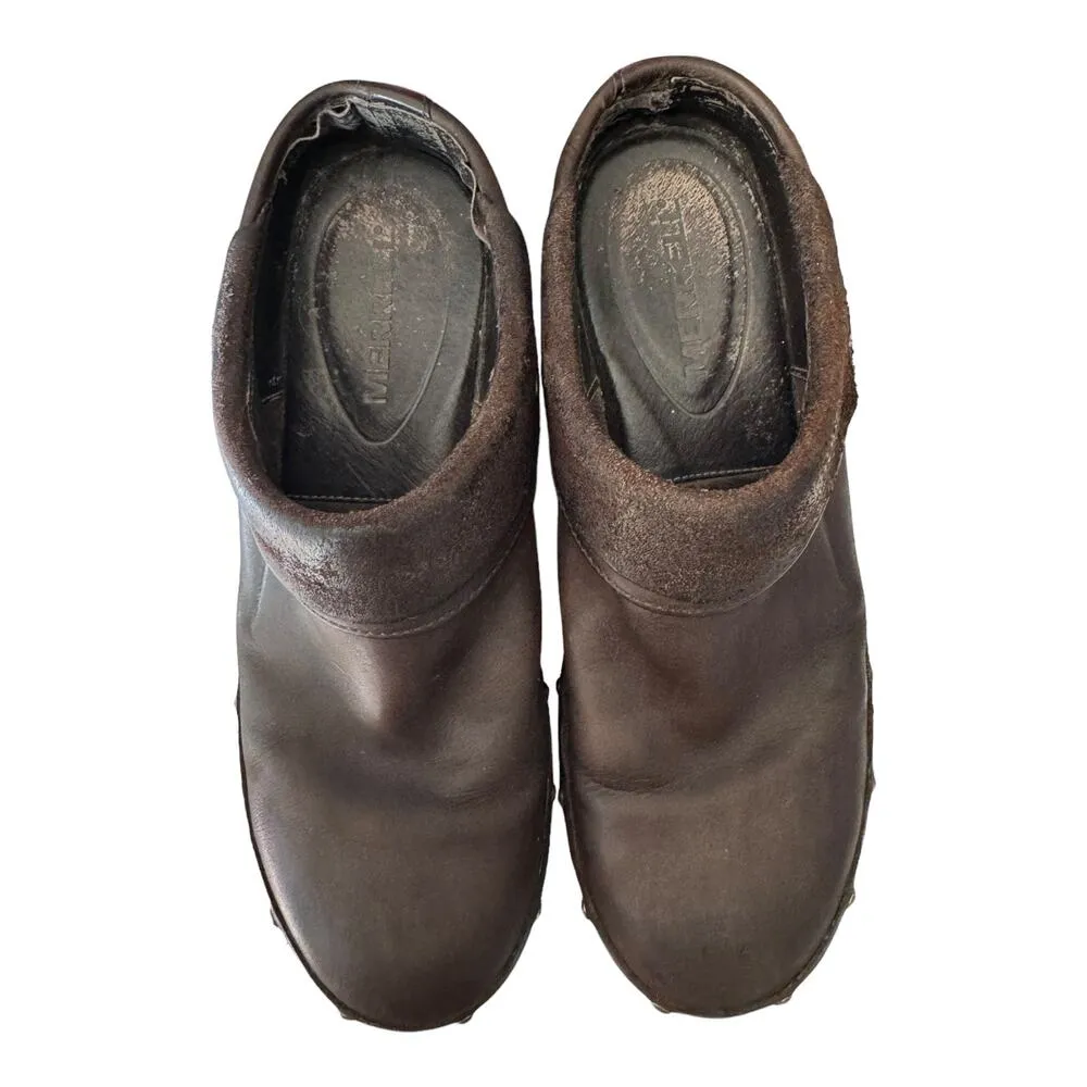 Merrell Luxe Wrap Chocolate Leather Studded Clog western Shoes size 8.5 - Image 5