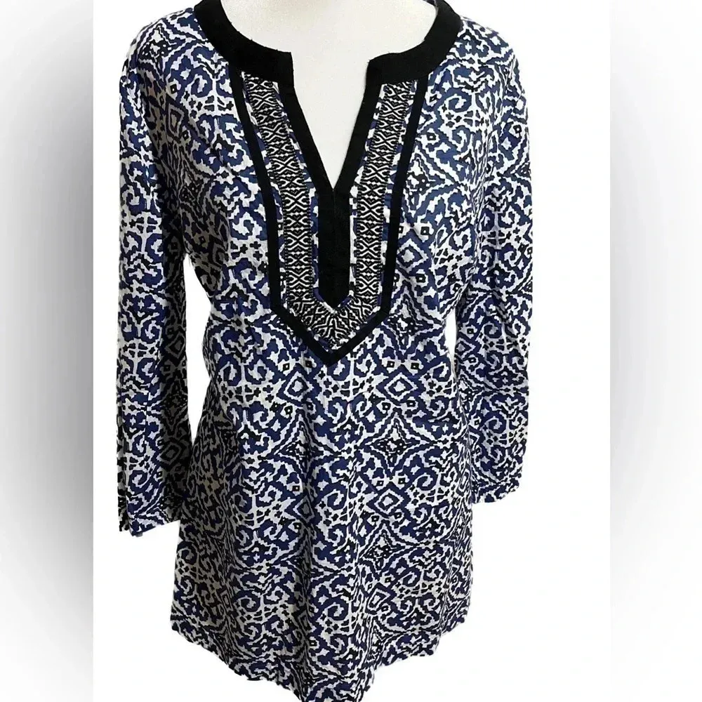 Charter club blue, white, black 3/4 sleeve tunic - medium - Image 3