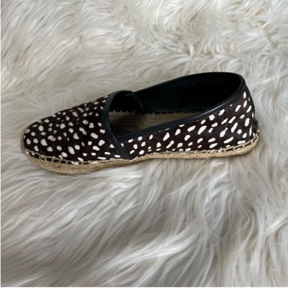 Tory Burch Black and White Mckenzie Dotted Pony Espadrille Slip‎ On Flats 7.5 - Image 8