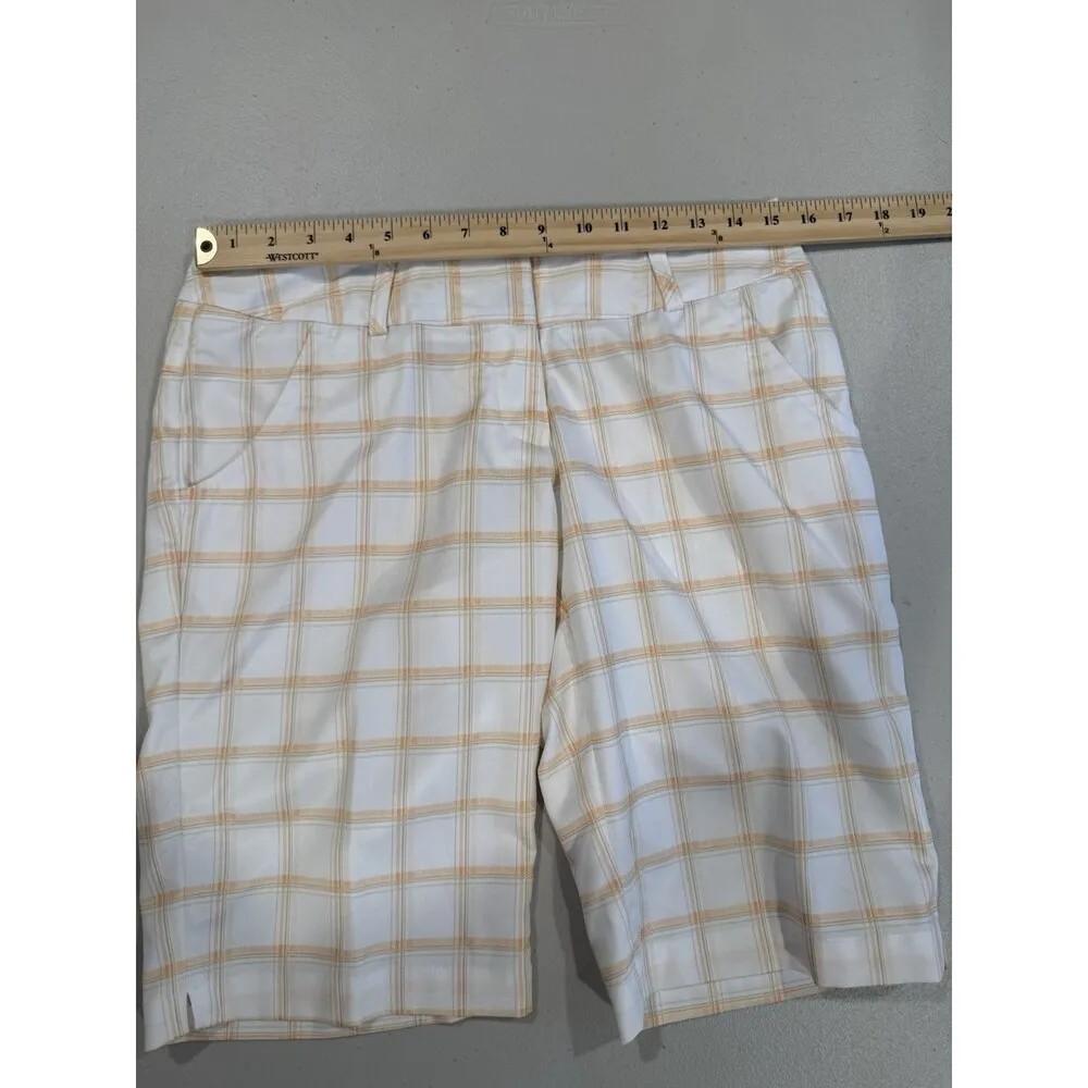 Adidas Climalite Bermuda Shorts Womens 4 Plaid Golf Travel Sports 12" Inseam - Image 4