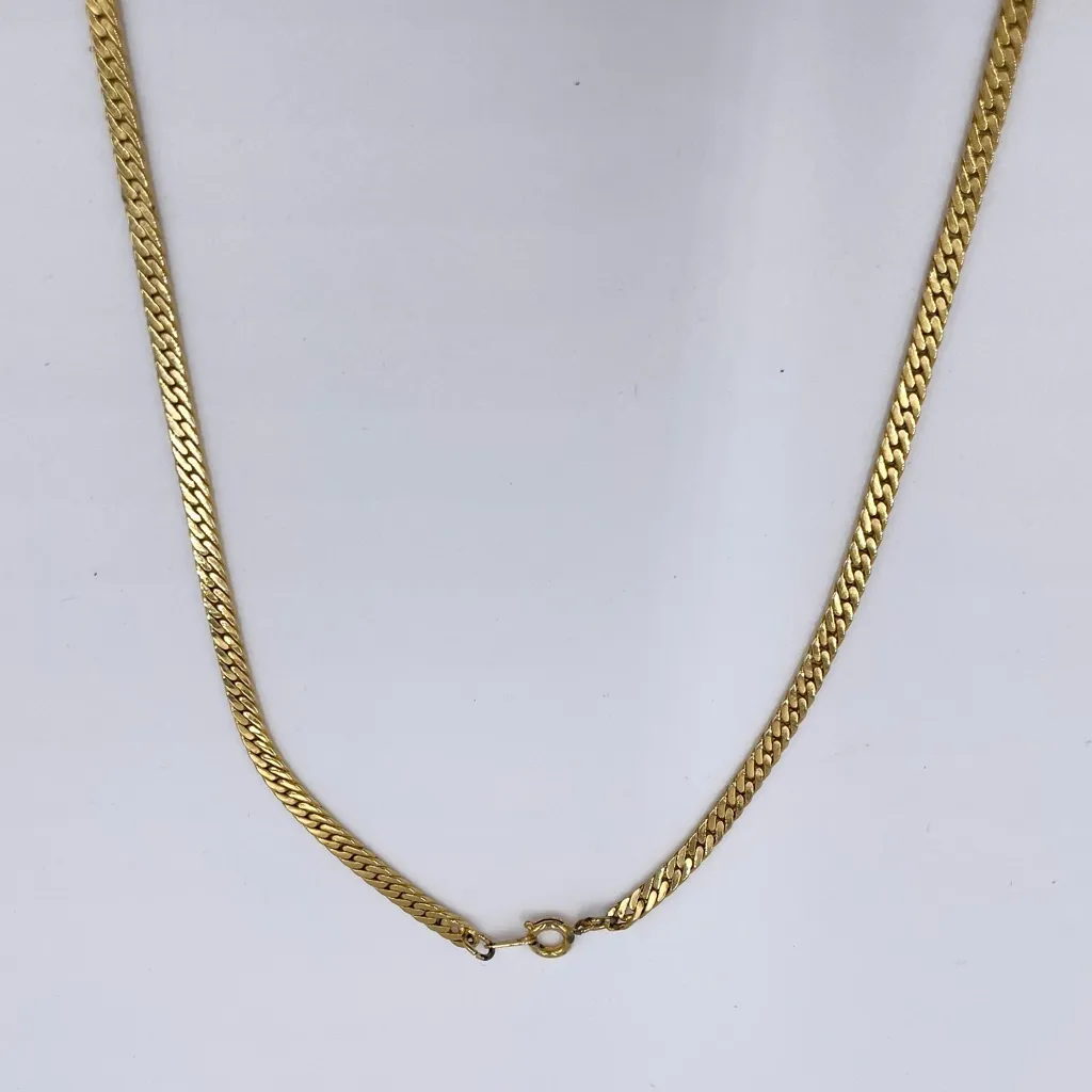 Vintage 80s 90s Zig Zag Squiggle Necklace Gold Tone Red Enamel Retro Wavy Artsy - Image 3