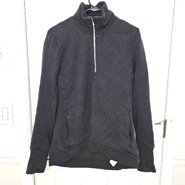 Lululemon Forever Warm Washed Black Quilted Quarter Zip Pullover Jacket 8 - Image 4