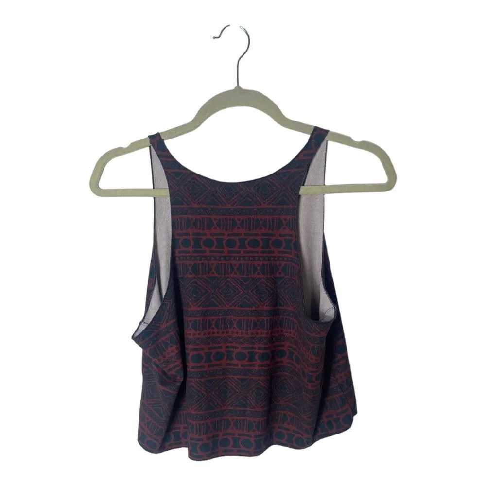 Brandy Melville Maroon & Black Geometric Flowy Crop Top One Size Boho Cami - Image 4
