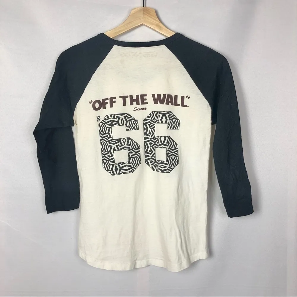 Vans Black & White Long Sleeve Baseball Crew Neck T-Shirt S - Image 2