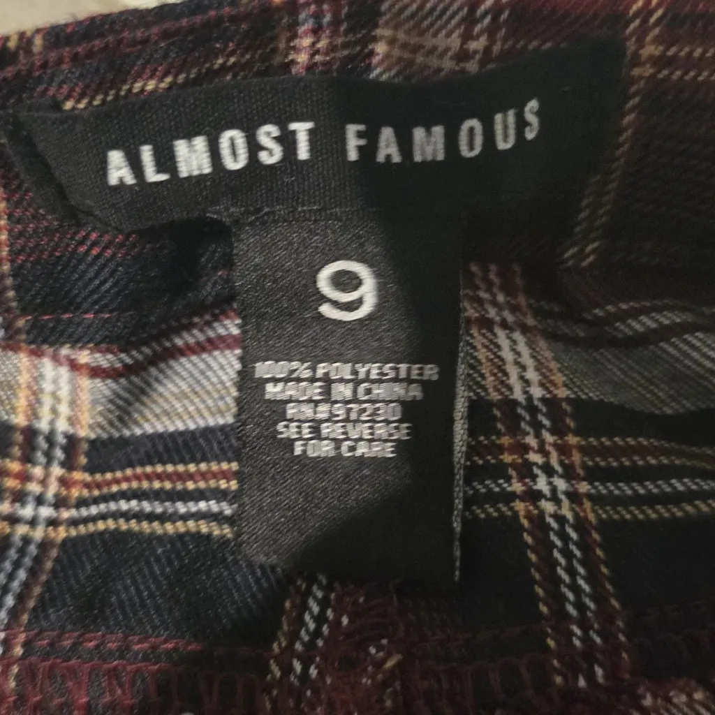 Almost Famous Black and White Plaid Flare Pants - Image 7