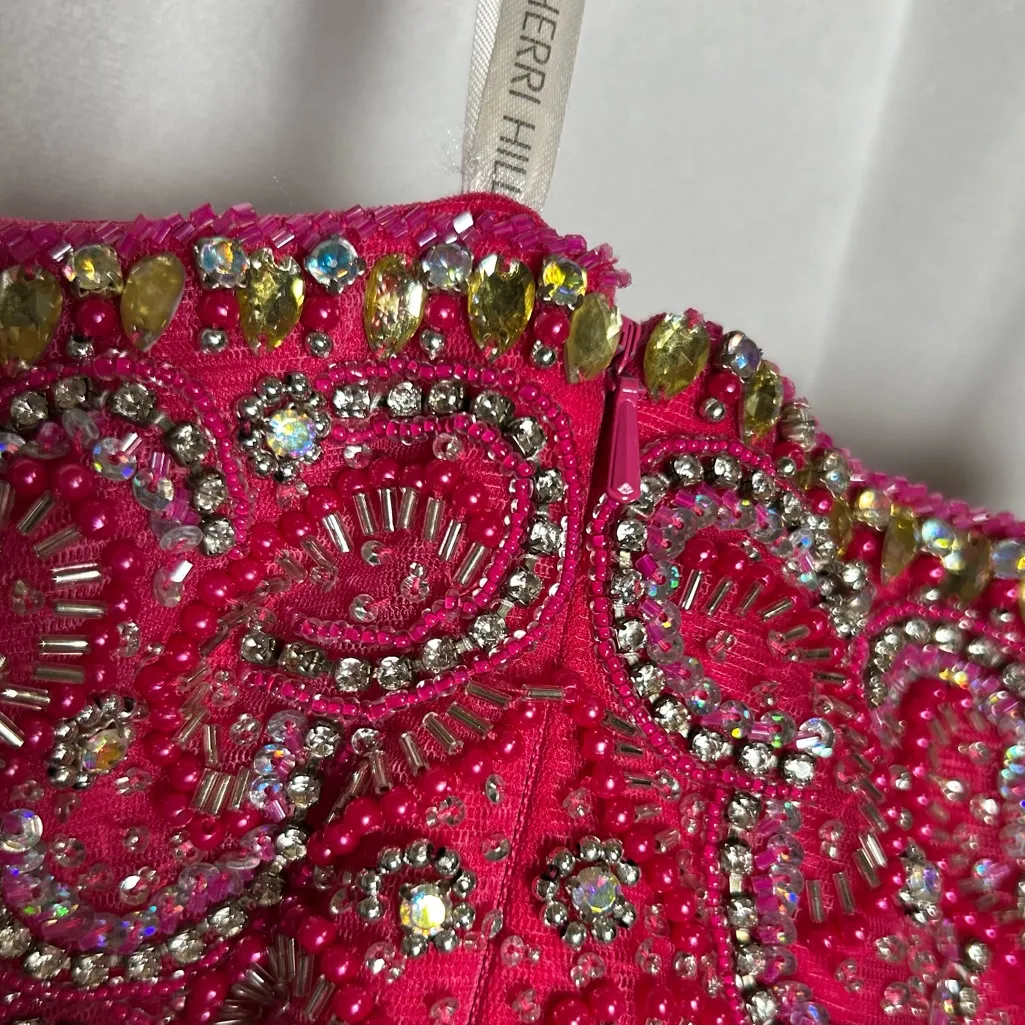 Vintage Sherri Hill Pink Rhinestone Strapless Formal Prom Homecoming Dress 0 - Image 7