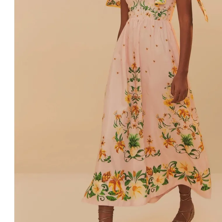 FARM Rio pink botanical beauty shoulder bow midi dress - Image 2