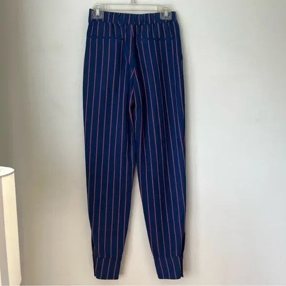 Navy & Coral Striped High Rise Skinny Cuff Snap Pant XXS - Image 11