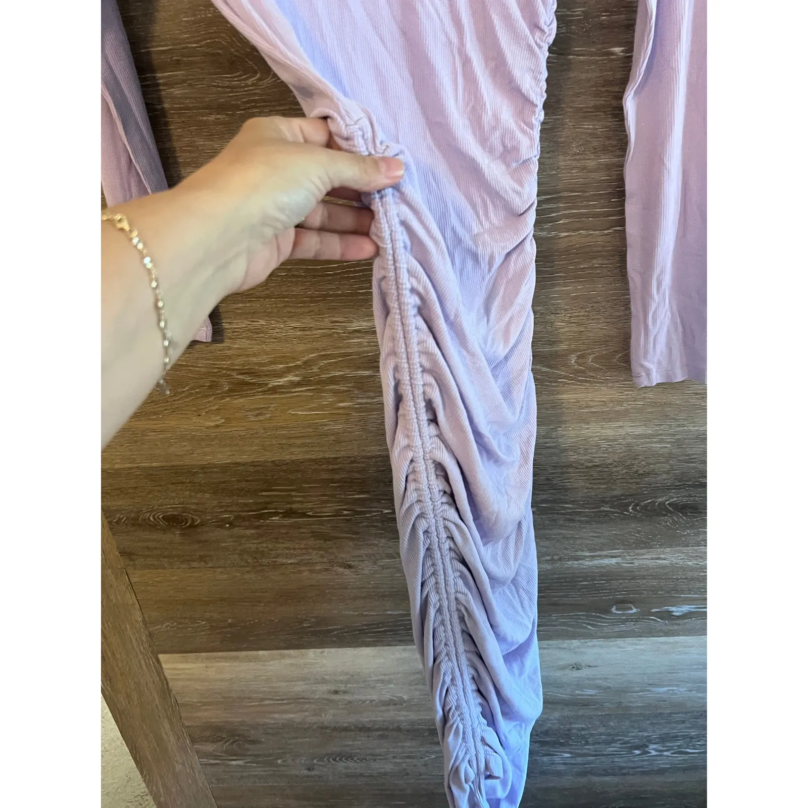 Hello Molly Dress Lilac size XS Bodycon Party club Long sleeves cotton Stretchy - Image 4