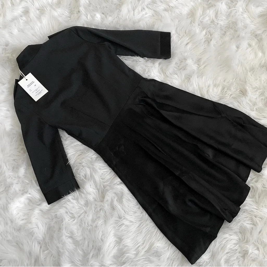 NWT MUZA Black Military Midi Dress XS Button Front, 3/4 Sleeves - Image 4