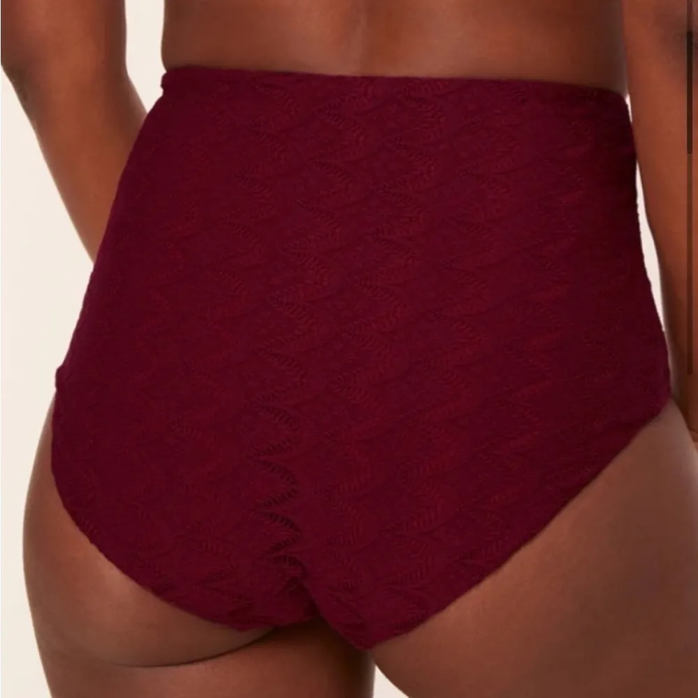 Andie Bikini Set Crete Top Super High Waisted Bottoms Syrah Red Lace size Small - Image 9