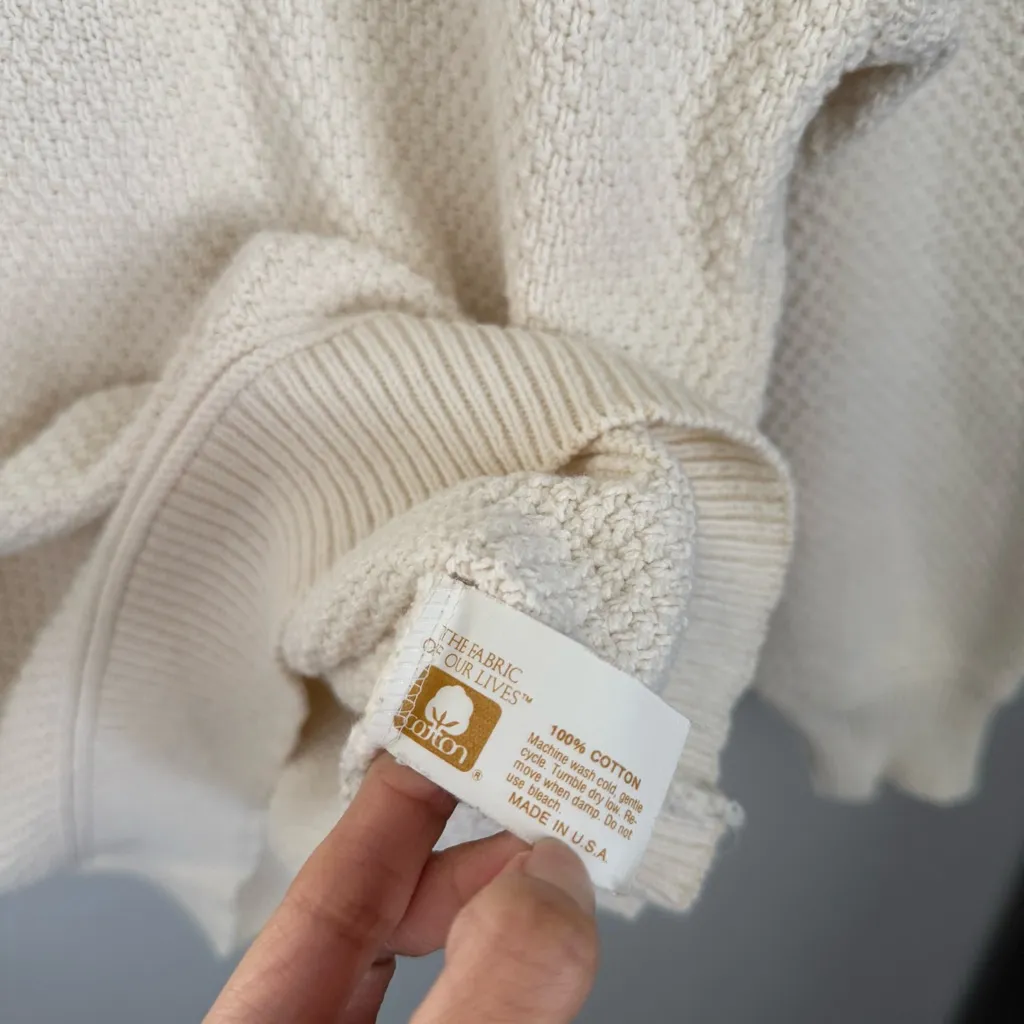 Vintage 90s Medium San Francisco Embroidered Sweater Cream Textured Knit Retro - Image 6