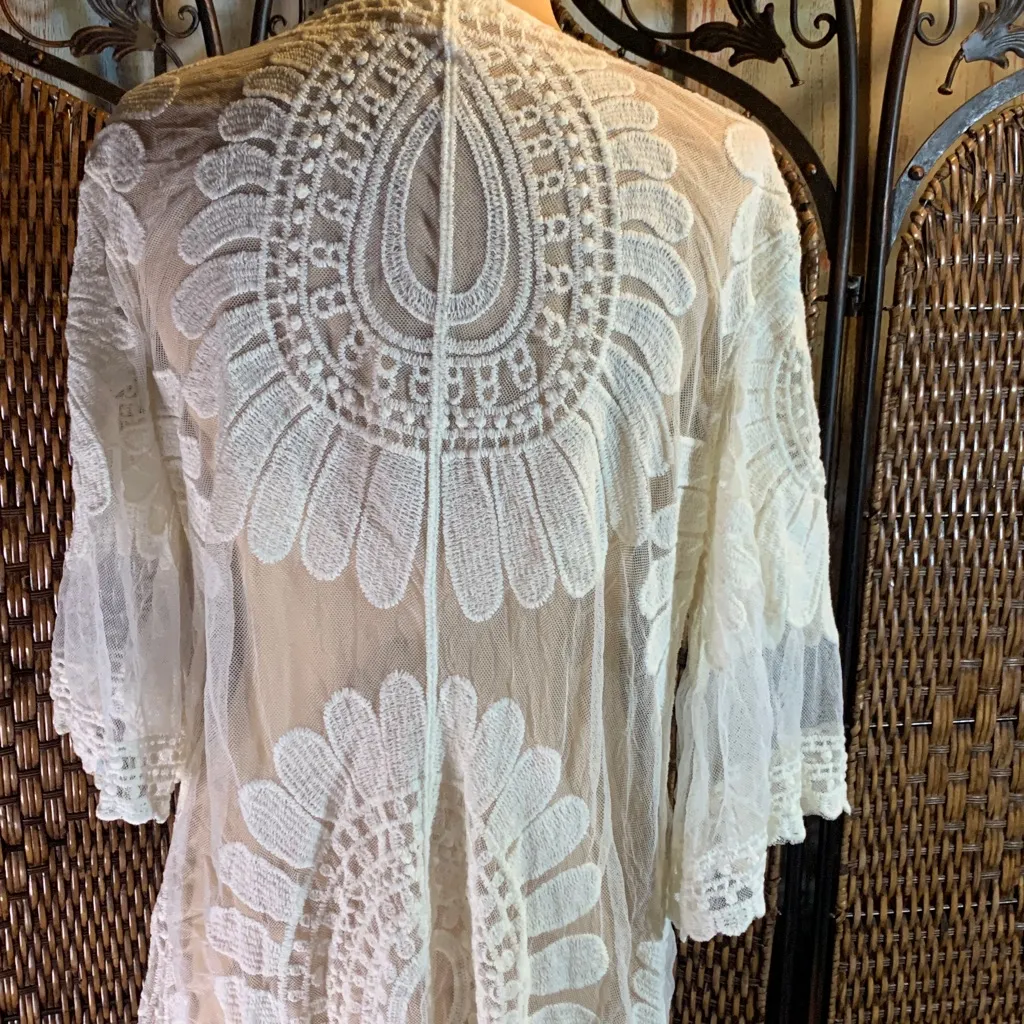 Adiva Cream Lace Duster Size M Size M - Image 3