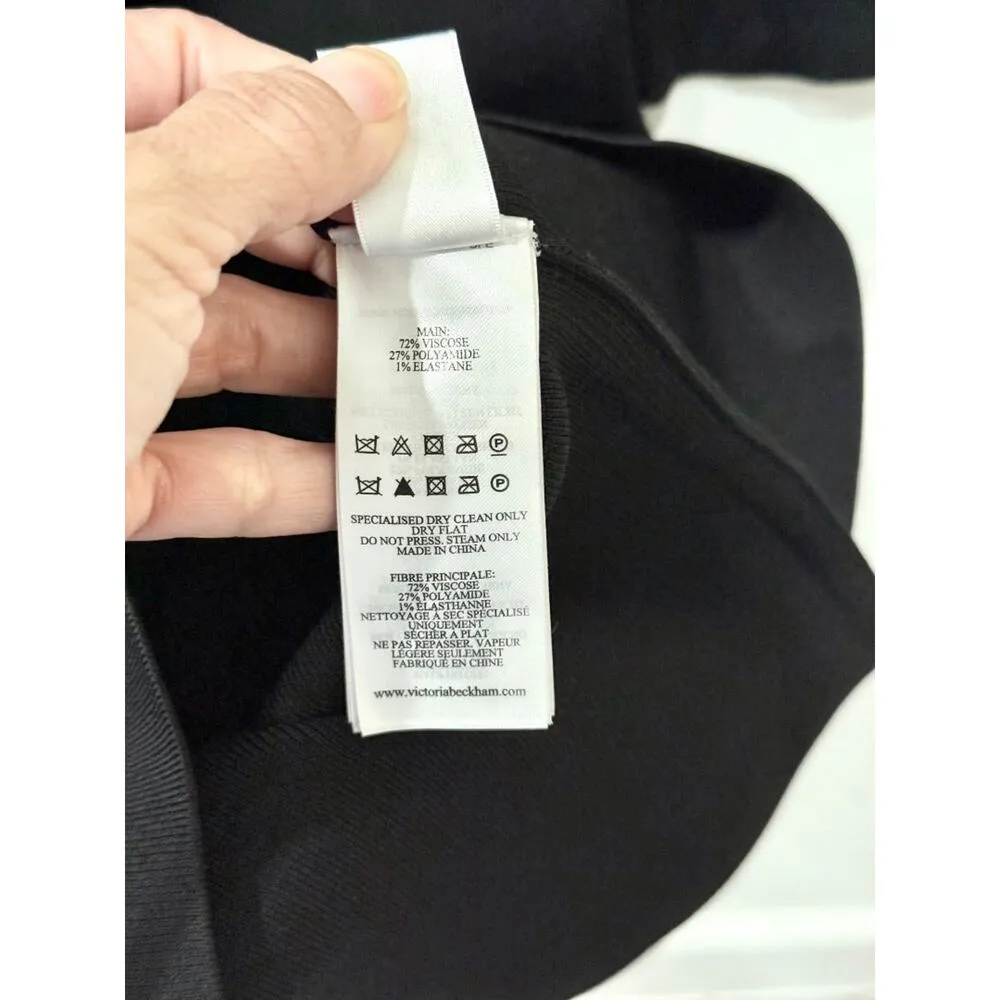 NWT Victoria Beckham Long Sleeve V-Neck Bodycon Midi Dress Black Womens Size 6 - Image 6