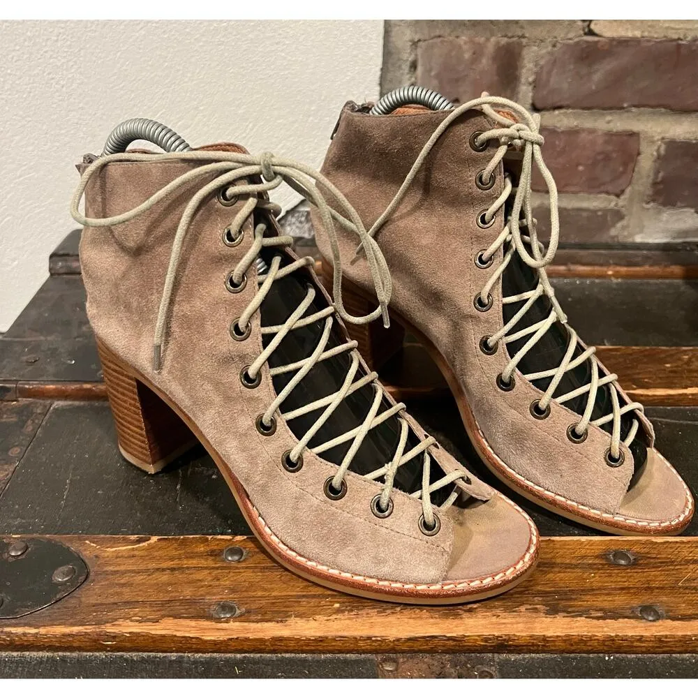Jeffrey Campbell Free People Boho LaceUp open toe Booties Size 8 - Image 3