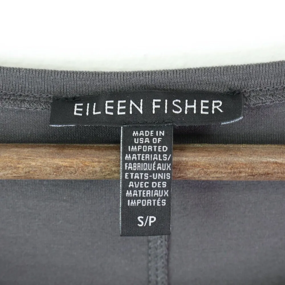 Eileen Fisher Stretch Jersey Knit Jewel Neck Dress Grey Size SP - Image 4