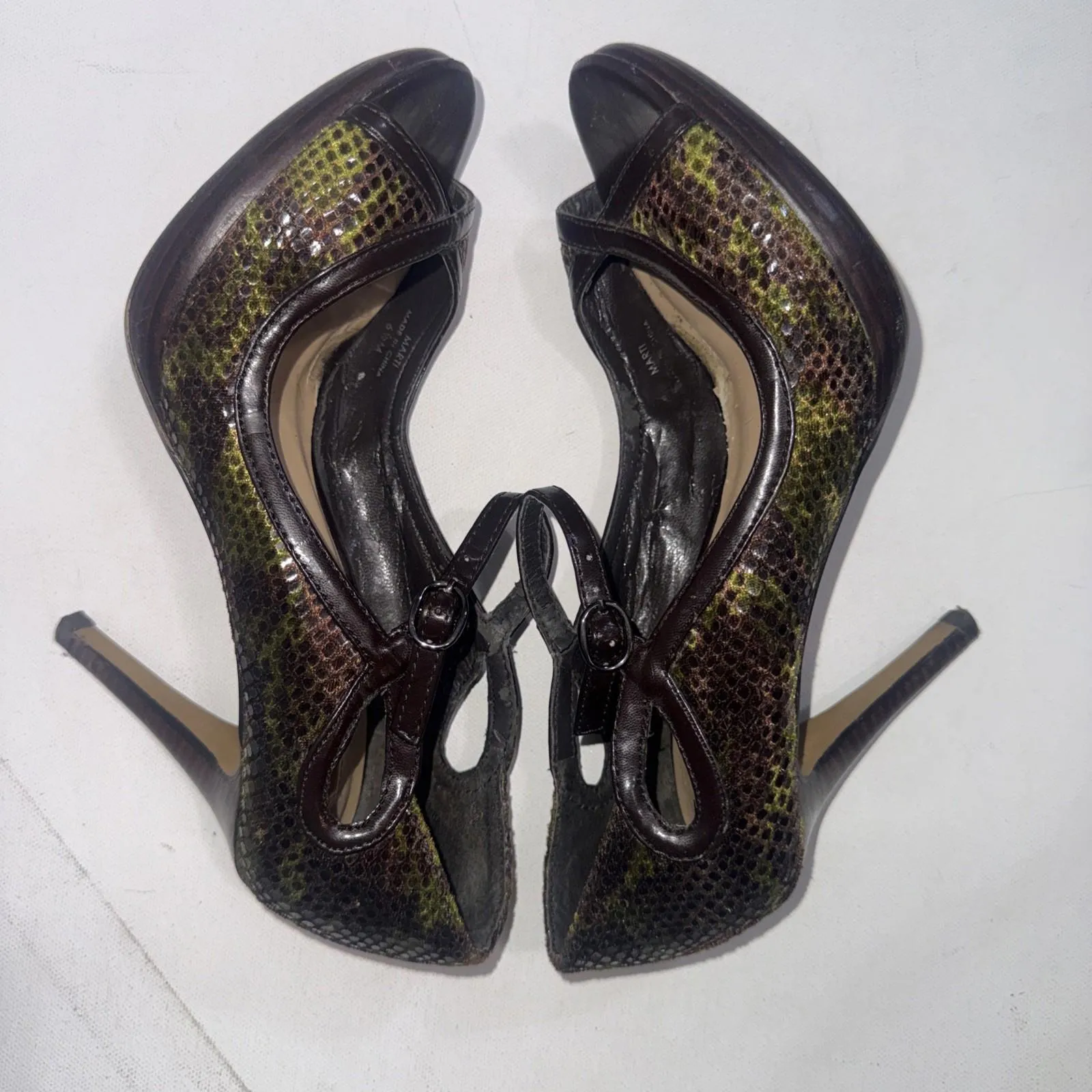 Vintage Y2K Tahari Marti Peep Toe Snakeskin Platforms Heels Shoes Size 6.5 - Image 14