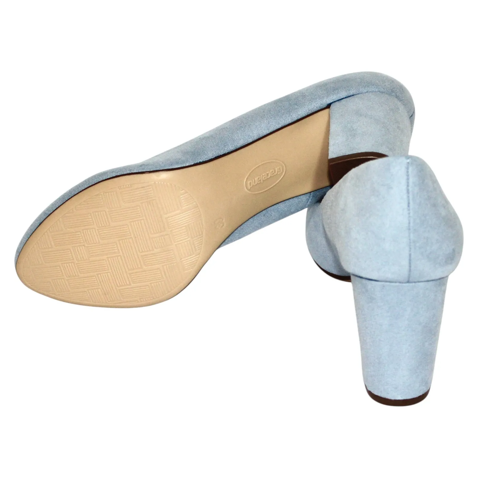 Baby Blue Suede Block Heel Pumps Size 8.5 NWT - Image 4