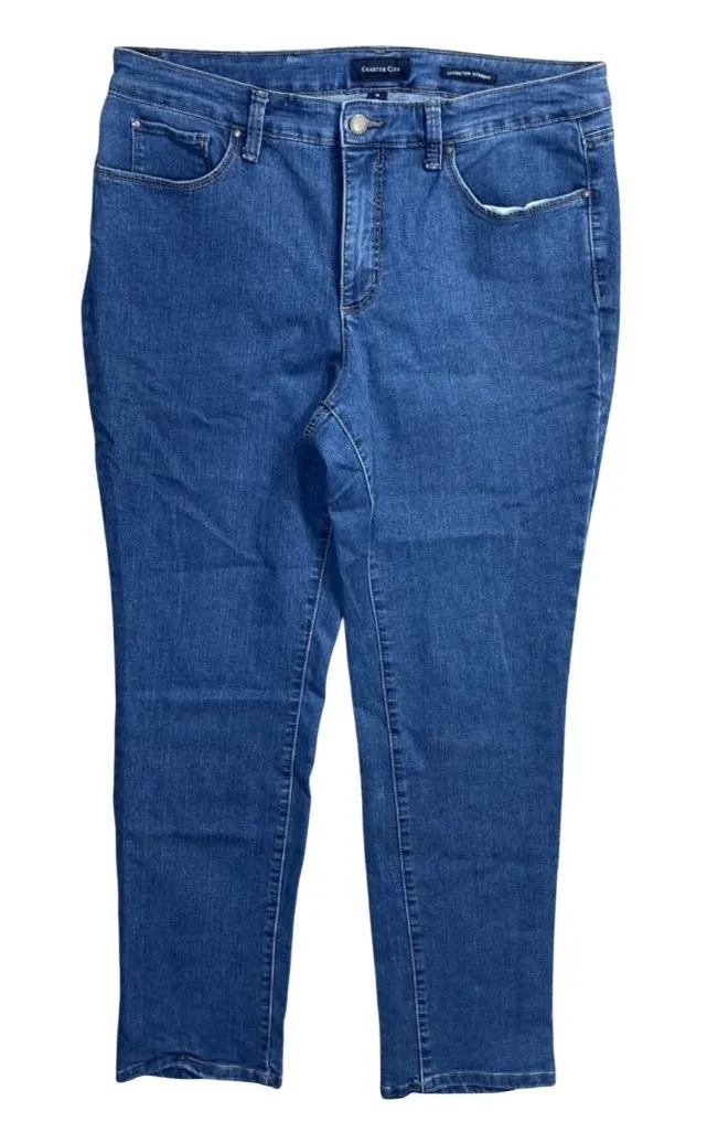 Lexington Straight Charter Club Size 14 Medium Wash Stretch Mid Rise - Image 1
