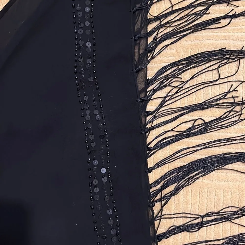 NWT Bijoux Terner beautiful black shawl/wrap with sequins and fringe - Image 3