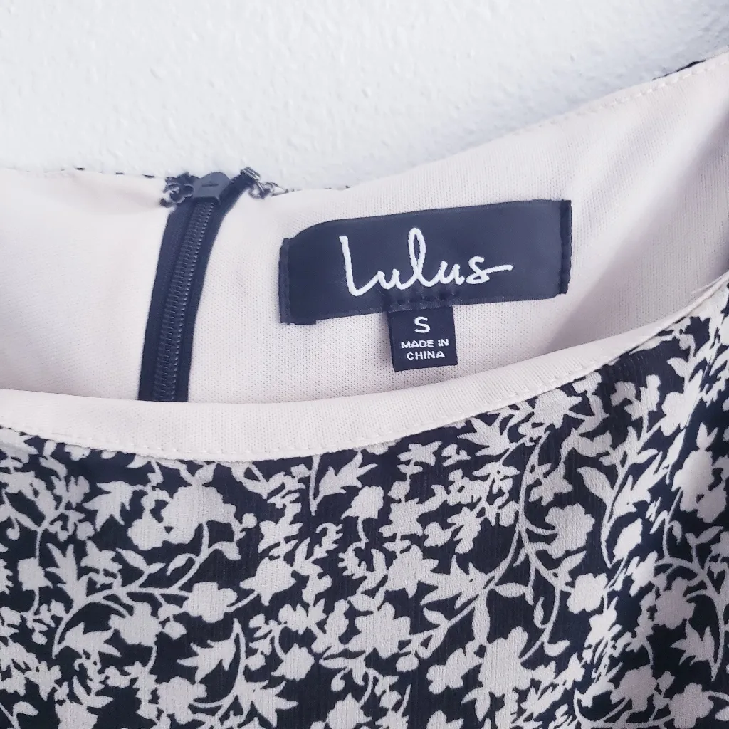 Lulu's Floral Long Sleeve Square Neckline Mini Dress Black - Image 10