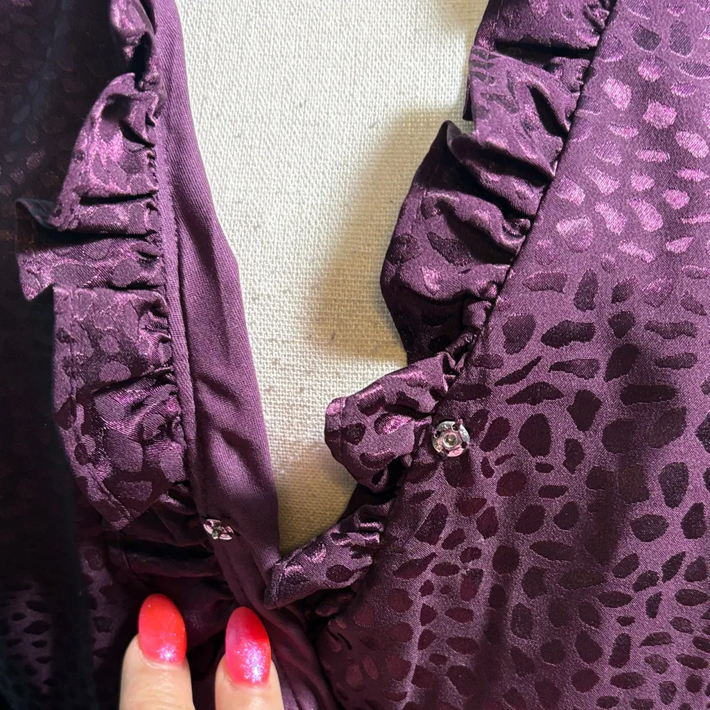 Emma & Michele Elegant Long Sleeve Dress in Deep Purple - Image 3