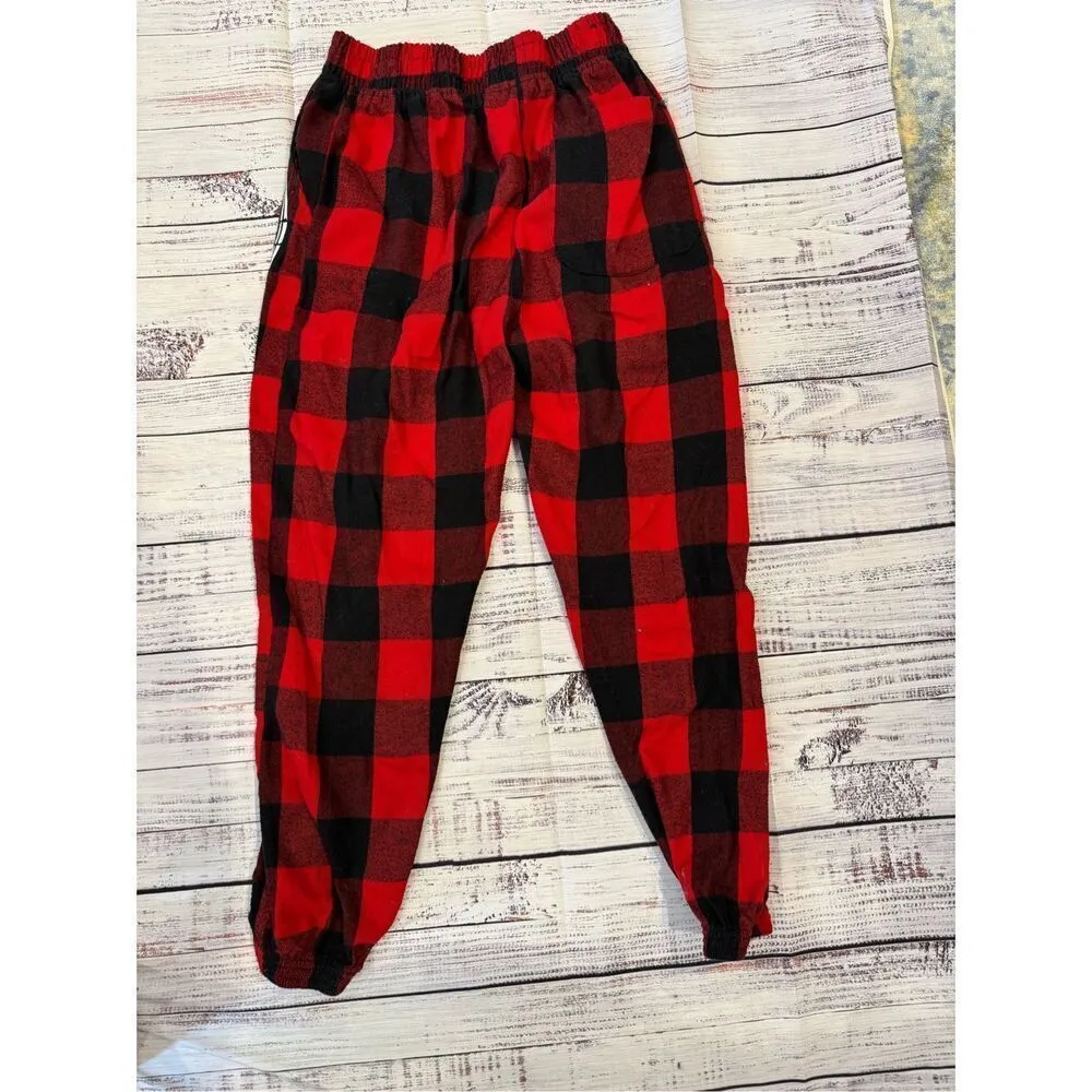 Salty Savage buffalo check plaid sweatpants joggers size unisex extra small Black - Image 4